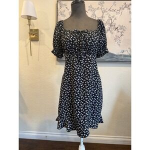 Black floral Puff Sleeve Dress